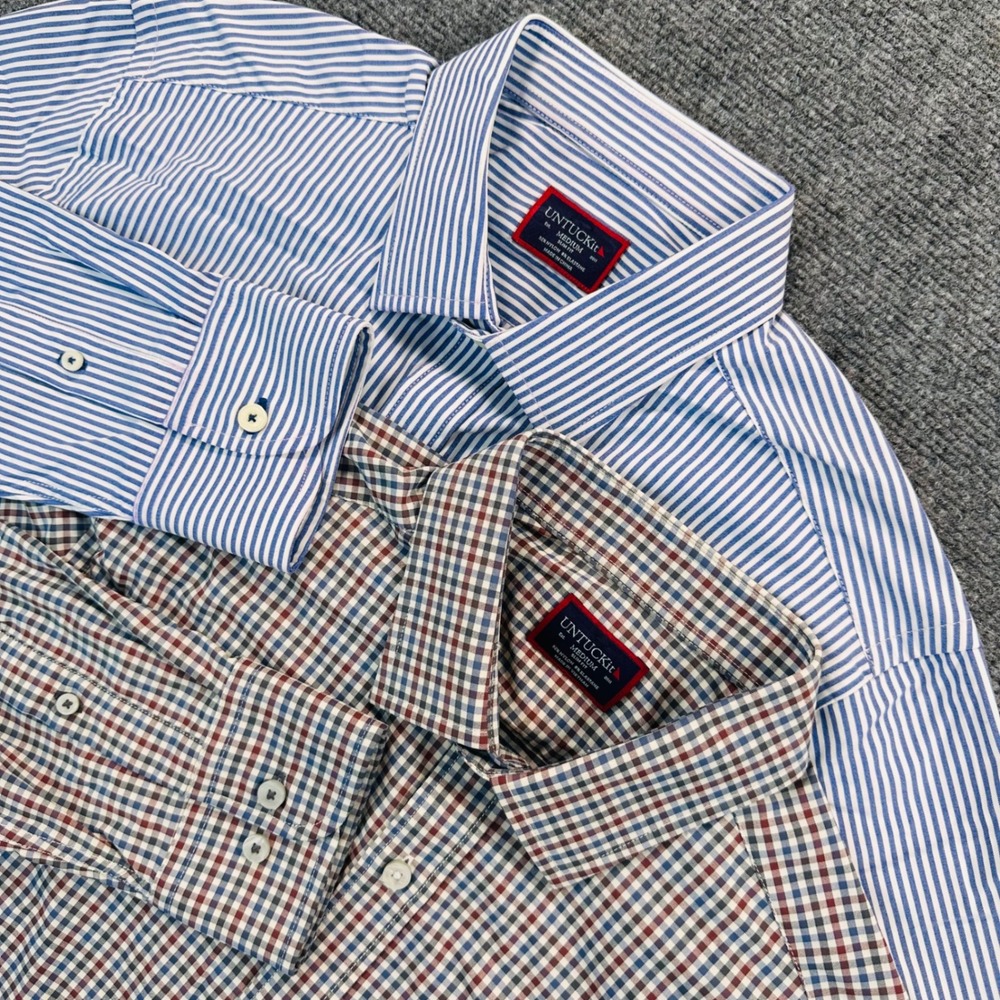 [Lot of 2]UNTUCKit Men's Medium Slim Fit Performance Shirts Nylon Blend Stretch